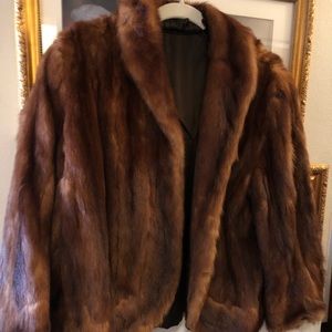 Vintage red fox authentic fur coat jacket